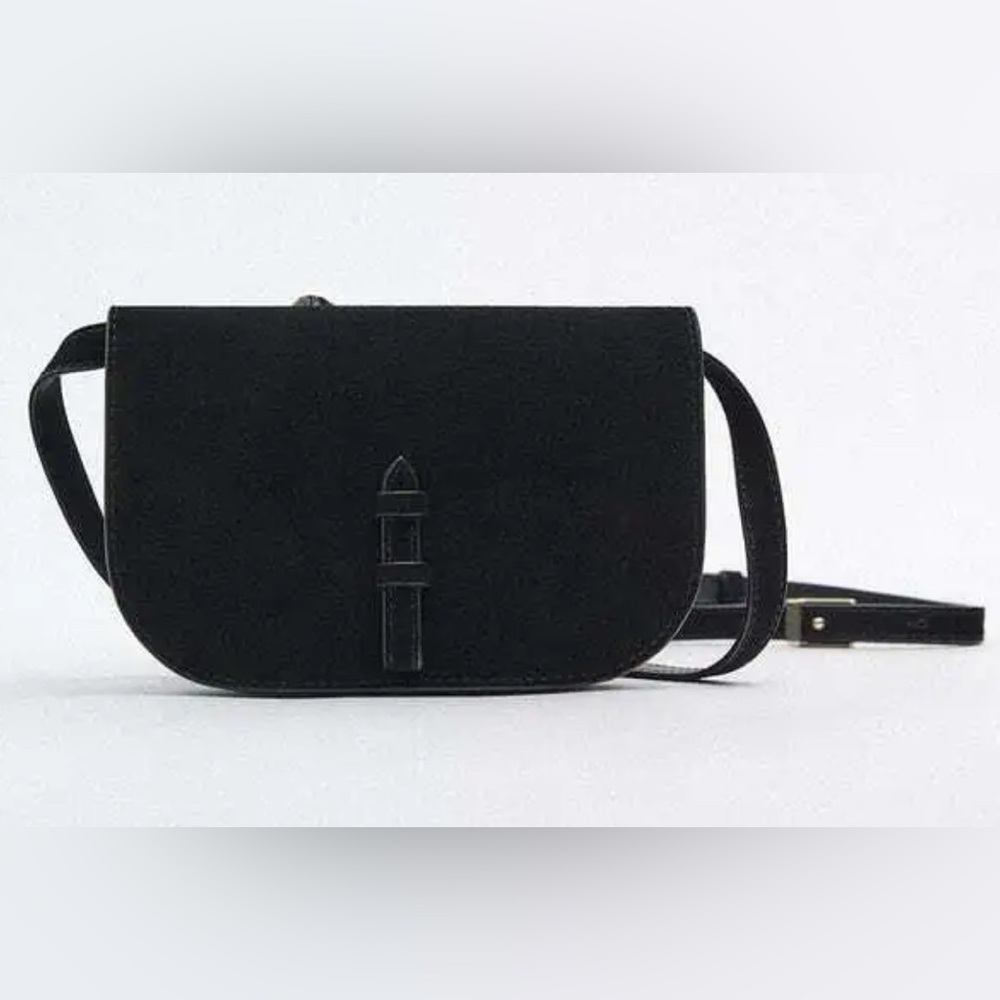 Zara Womens Crossbody Bag Leather Black Bag NWOT  Handbag Leather Shoulder Bag
